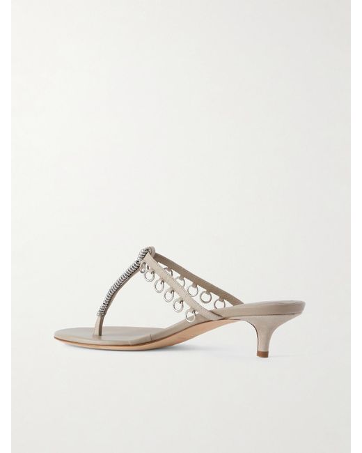 Christopher Esber White Pierced Embellished Suede Sandals