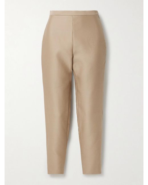 Salon 1884 Natural Laconi Cotton And Silk-Blend Tapered Pants