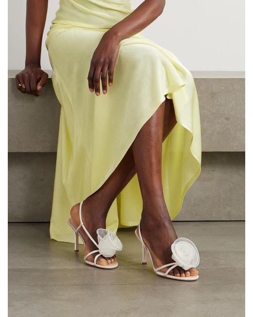 Loeffler Randall Natural Steph Appliquéd Satin Slingback Sandals