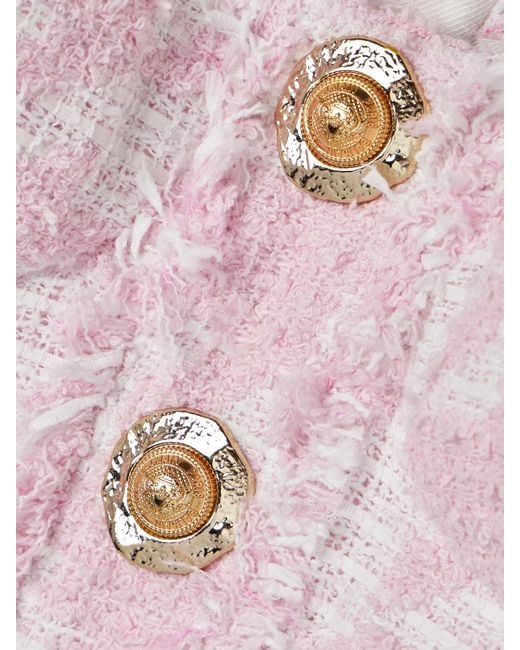 Haut Façon Corset En Tweed De Coton Mélangé À Ornements Balmain en coloris Pink