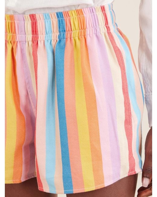 Marrakshi Life White Striped Cotton-Blend Shorts