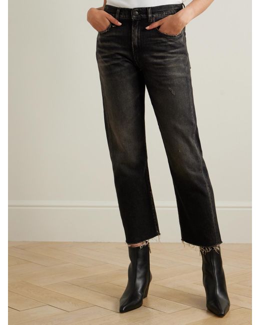 R13 Black Boyfriend Verkürzte, Hoch Sitzende Jeans Mit Geradem Bein