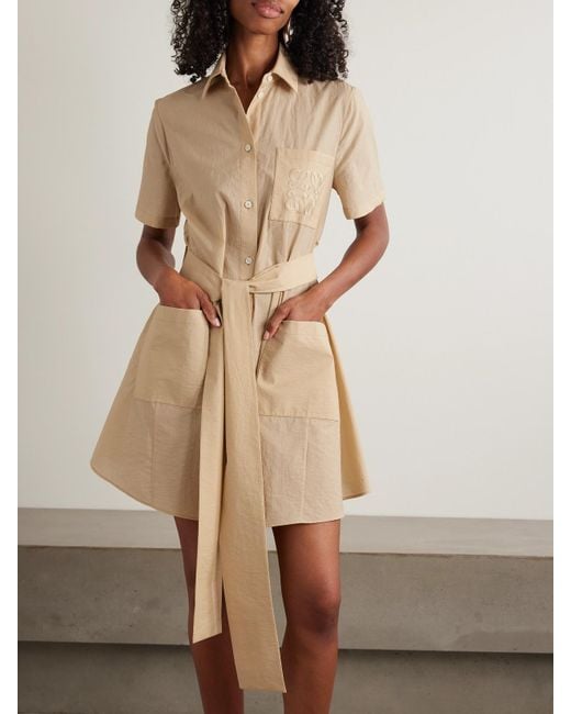 Loewe Natural Paula's Ibiza Mini-Hemdblusenkleid Aus Einer Baumwollmischung Mit Applikation Und Bindegürtel