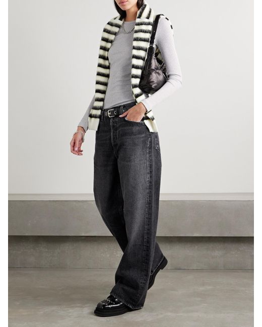 Agolde White Delphi Ribbed Jersey Top