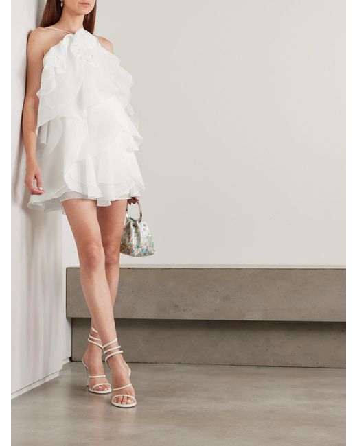 Aje. Natural Pandorea Appliquéd Ruffled Layered Chiffon Mini Dress