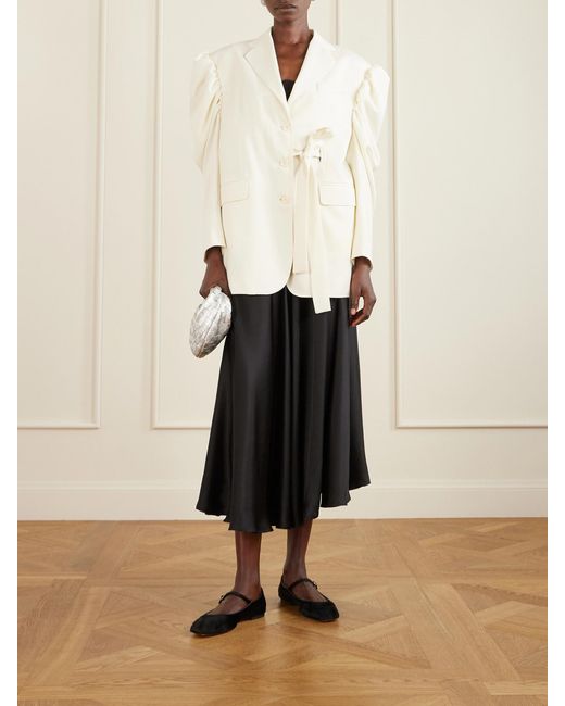 Simone Rocha Natural Open-Back Woven Blazer