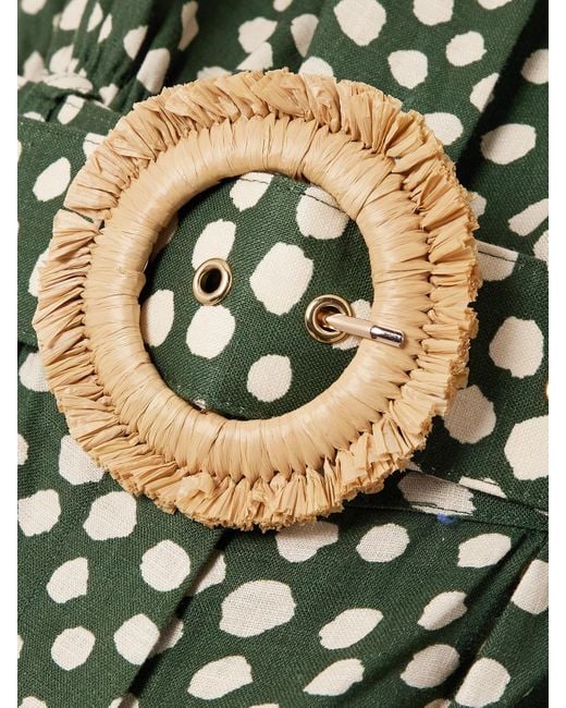 Combi-Short En Lin À Pois, Plis Et Ceinture Yuki Cara Cara en coloris Green