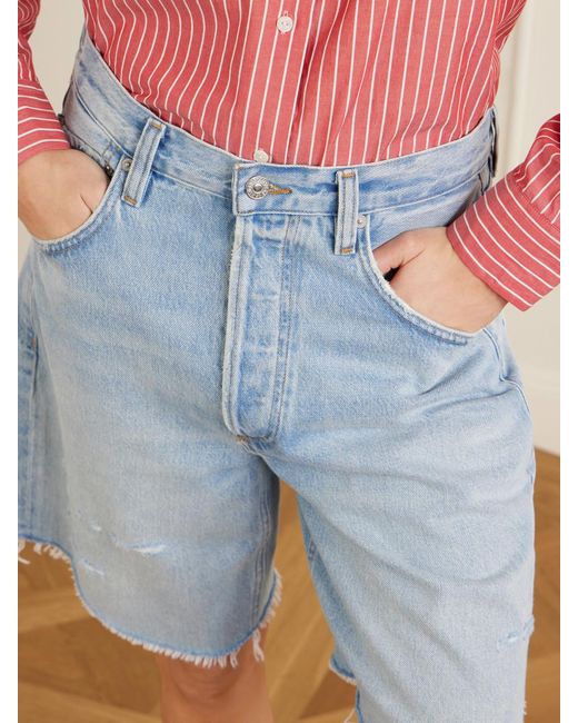 Citizens of Humanity Blue Ayla Frayed Denim Shorts