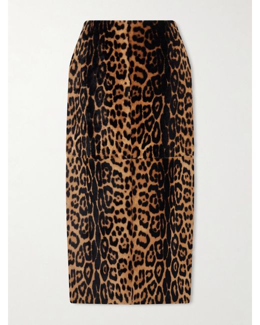 Nour Hammour Multicolor Elyse Leopard-Print Shearling Skirt