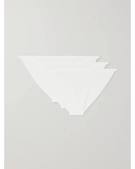 CDLP White Net Sustain Set Of Three Tencel Lyocell-Blend Briefs