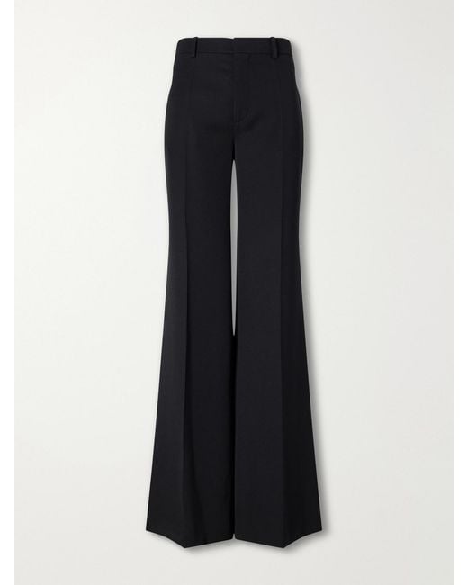 Chloé Black Pleated Wool And Silk Flared Pants