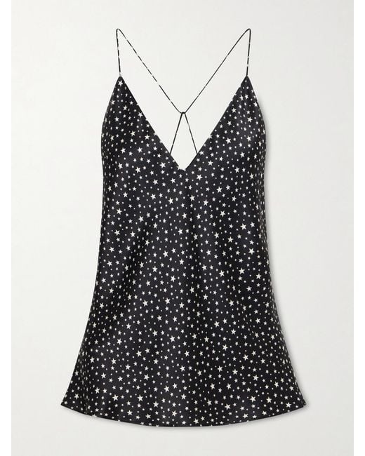 Nili Lotan Black Emile Printed Silk Camisole