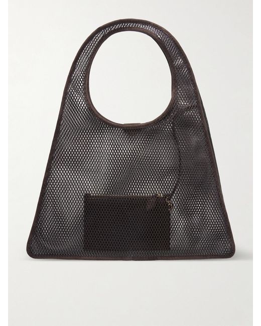 Alaïa Black One Piece Suede-Trimmed Mesh Shoulder Bag
