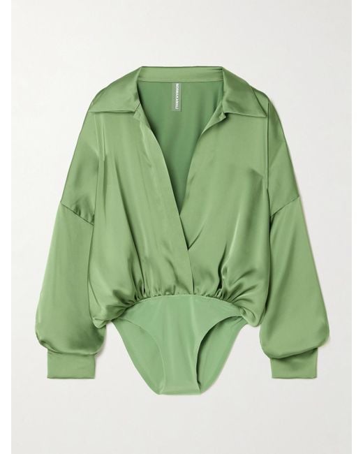 Norma Kamali Green Body Aus Satin