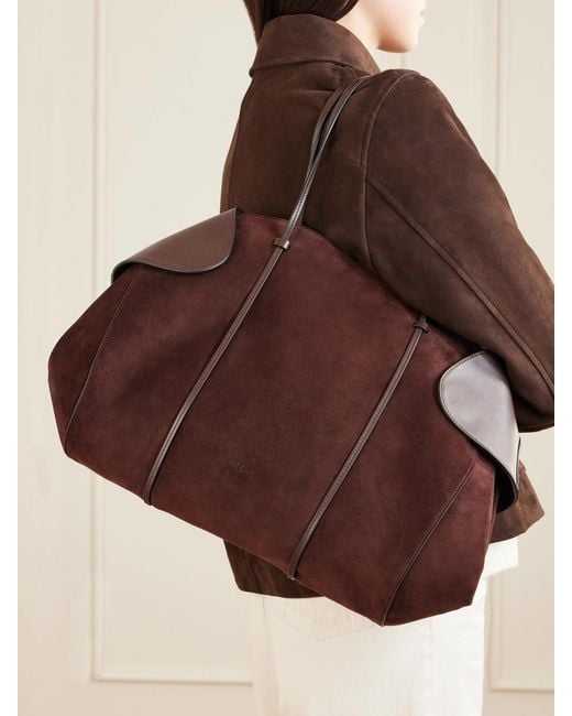 Neous Brown Berenices Suede And Leather Shoulder Bag