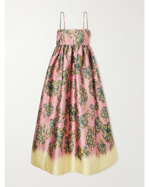ALÉMAIS White Faye Tie-Detailed Floral-Print Twill Midi Dress