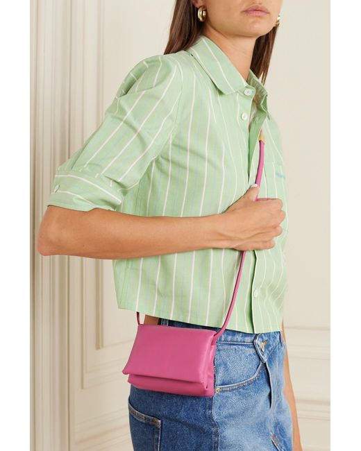 Prisma Mini Leather Shoulder Bag in Pink - Marni