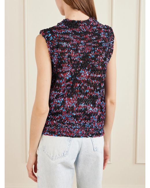 Dries Van Noten Blue Frayed Printed Cotton Vest