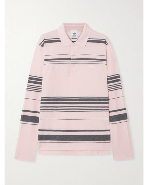 Adidas Originals Natural Wales Bonner Striped Cotton-Piqué Polo Shirt