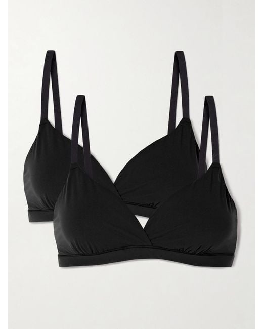 Skims Black Fits Everybody Crossover Bralette Two-Pack