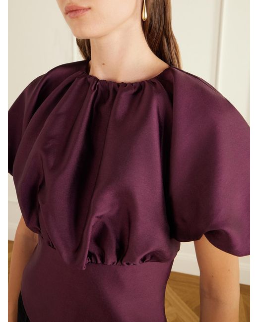 Self-Portrait Purple Gathered Taffeta Top