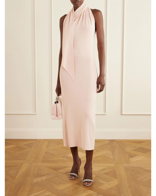 Altuzarra Natural Mitchell Tie-Detailed Jersey Midi Dress