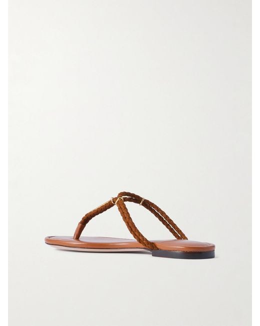 Tom Ford Brown Lily Leather-Trimmed Embellished Braided Suede Sandals
