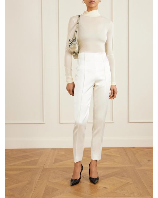 Wardrobe NYC White Recycled-Satin Crepe Tapered Pants