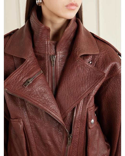 Isabel Marant Brown Aneli Mehrlagige Jacke Aus Strukturiertem Leder