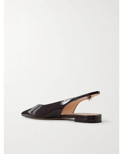 Gianvito Rossi Natural Robbie Polished-Leather Slingback Flats