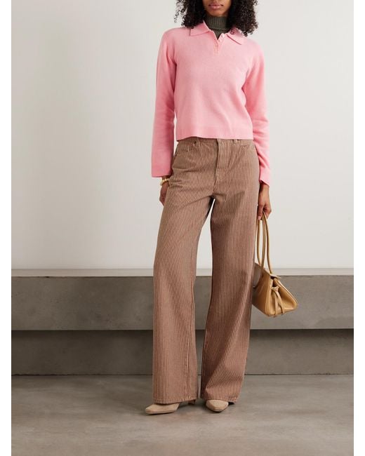 Leset Pink Jesse Wool Polo Sweater
