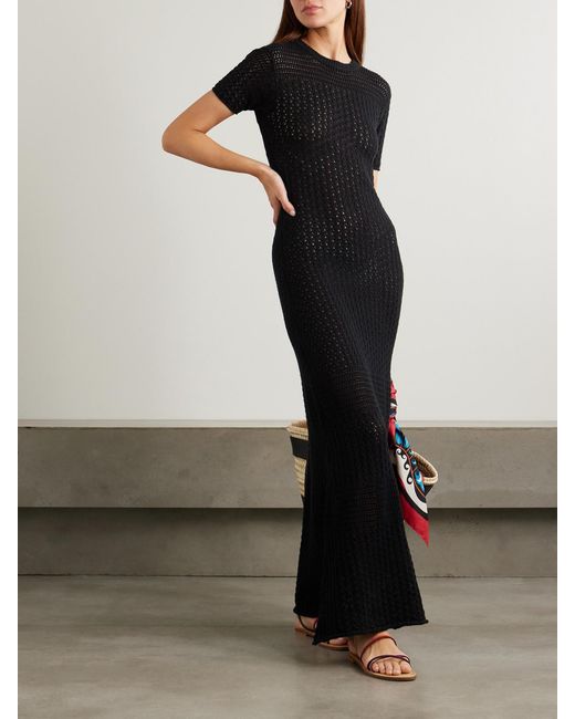 Escvdo Black Pallay Open-Knit Cotton Maxi Dress