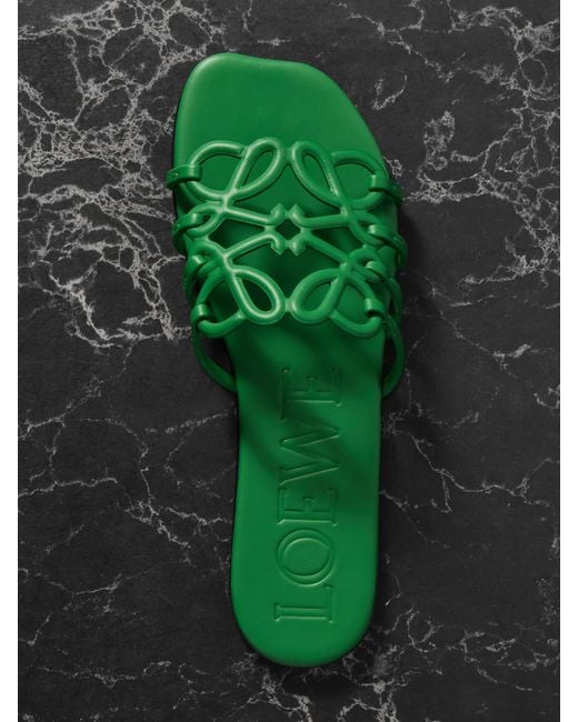 Loewe Green Paula's Ibiza Petal Anagram Leather Slides