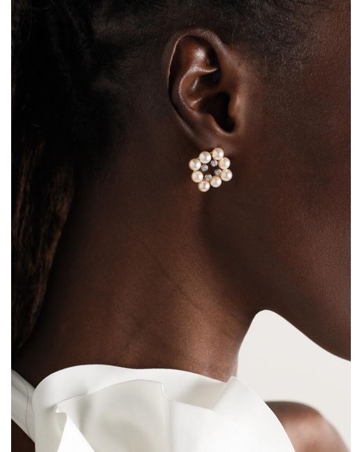Mateo Natural 14-Karat And, Pearl And Diamond Earrings