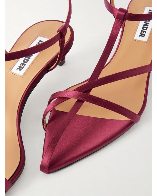 Jil Sander Red Cage Satin Sandals