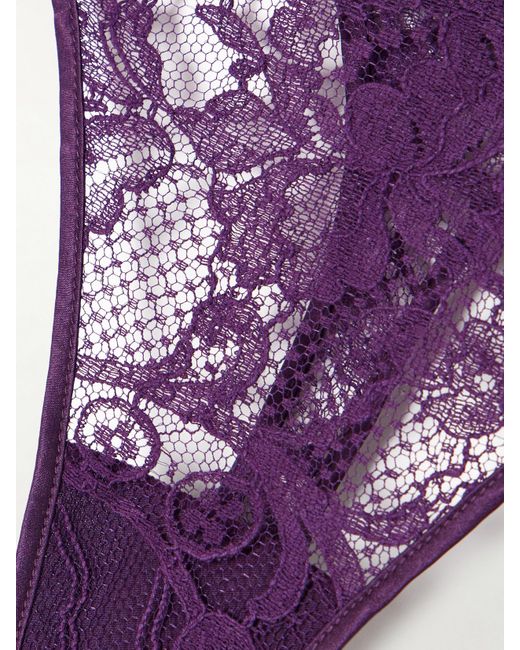 String En Dentelle De Coton Biologique À Finitions En Satin De Soie Stretch Camille Kiki de Montparnasse en coloris Purple