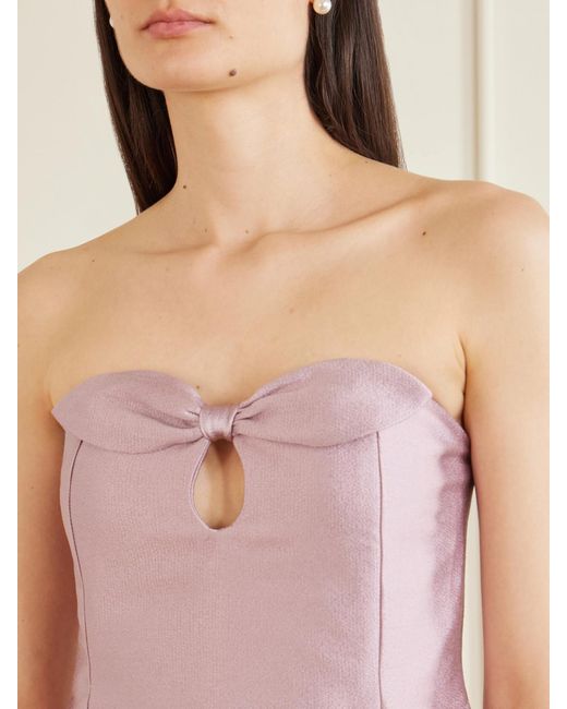 BERNADETTE Pink Charlotte Strapless Bow-Detailed Satin Mini Dress