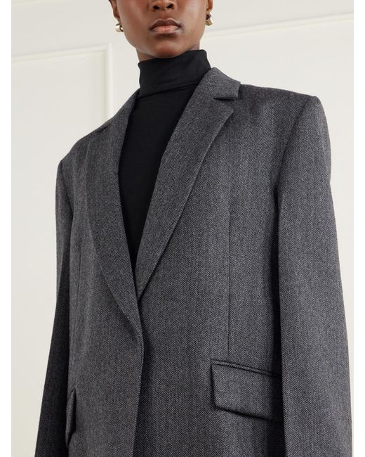 Totême  Black Herringbone Wool Blazer