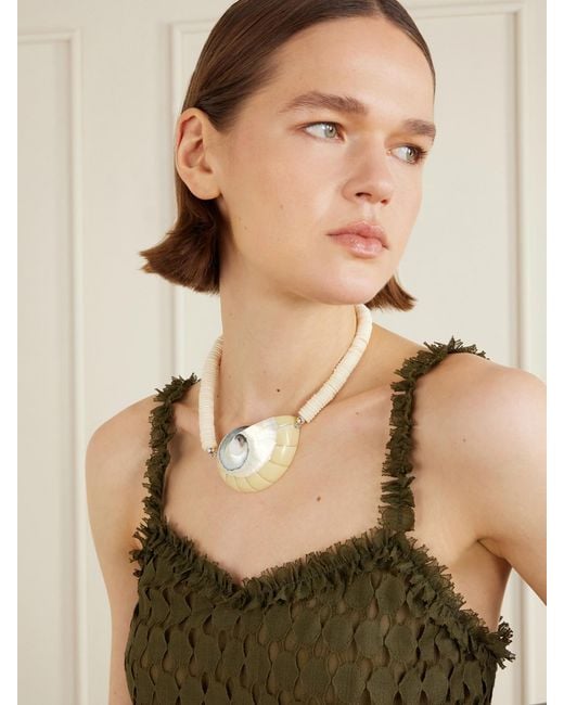 Julietta White Exclusive Odessa-Tone Shell Beaded Necklace