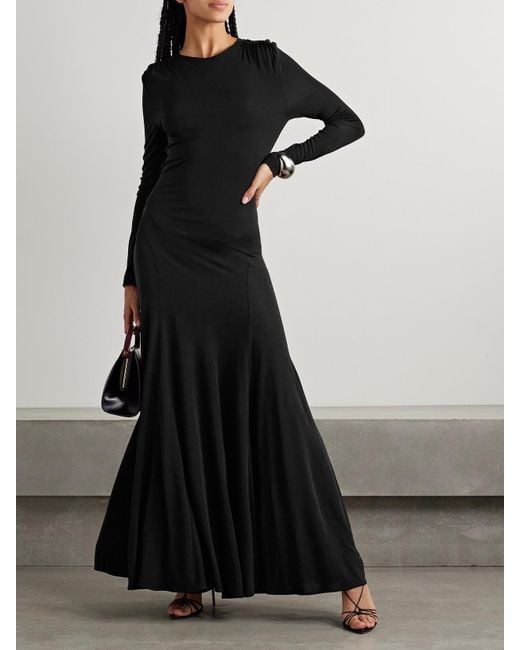 Christopher Esber Black Maico Embellished Open-Back Stretch-Jersey Gown