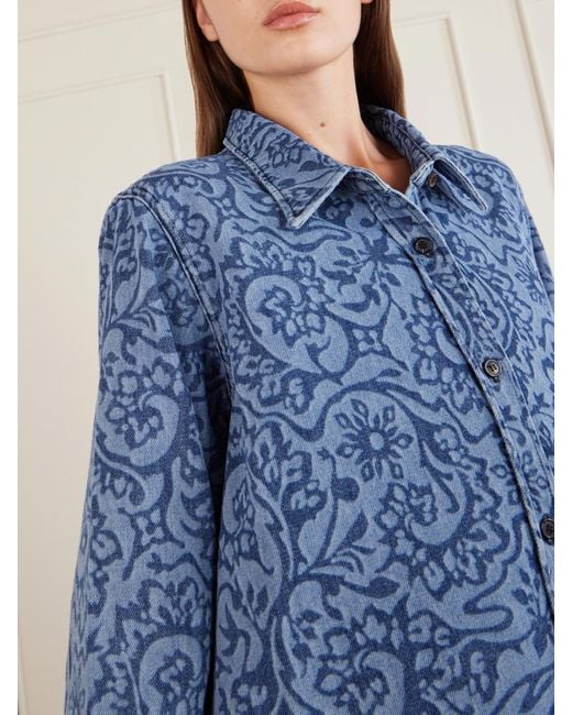 Dries Van Noten Blue Cheers Printed Denim Shirt