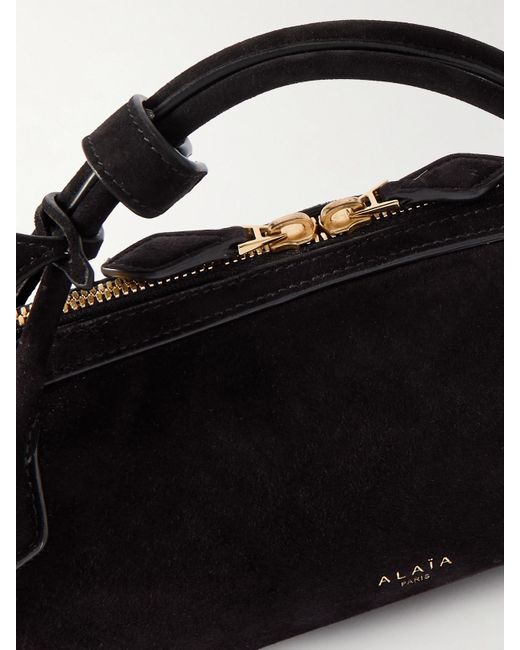 Alaïa Black Le Teckel Leather-Trimmed Suede Clutch