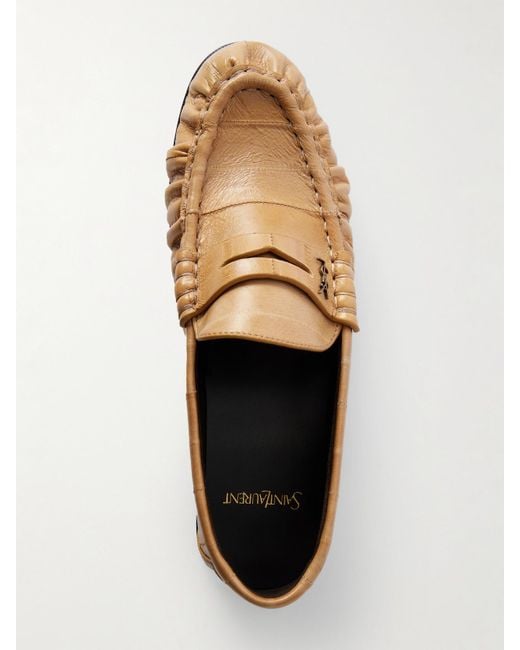 Mocassins En Cuir D'Anguille Le Loafer Saint Laurent en coloris White