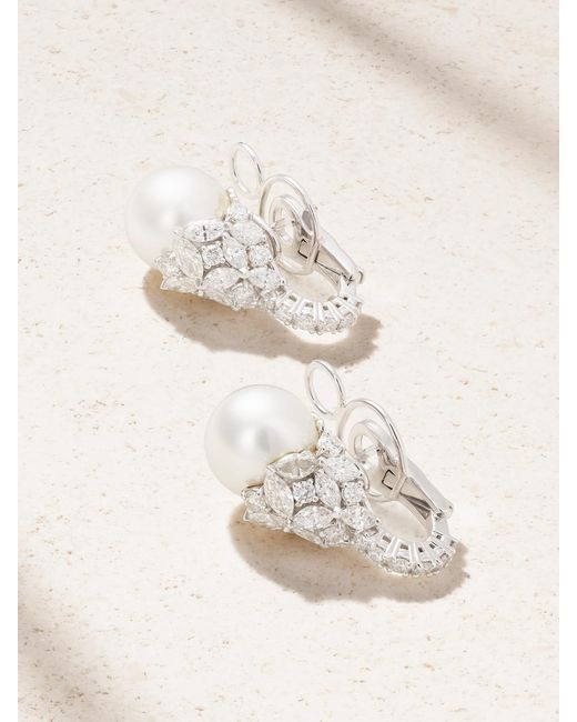 YEPREM Natural 18-Karat, Diamond And Pearl Earrings