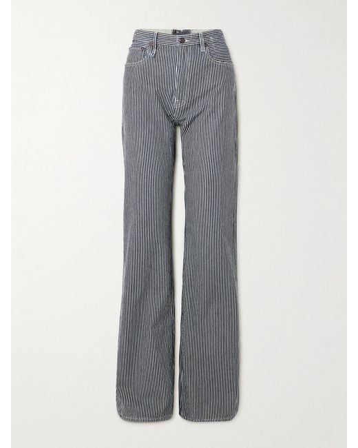 R13 Gray Jane Striped High-Rise Wide-Leg Jeans