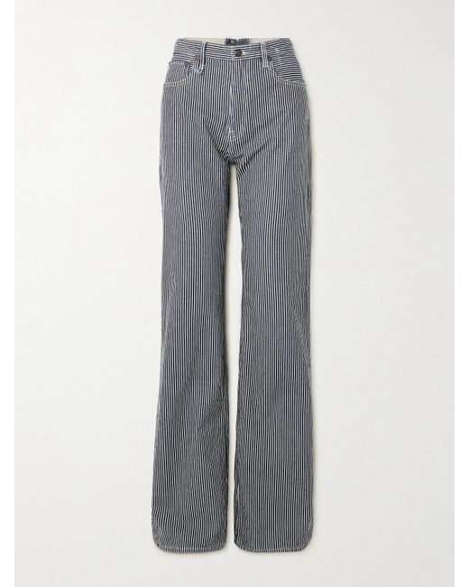 R13 Gray Jane Striped High-Rise Wide-Leg Jeans