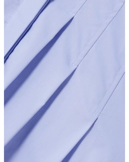 Jonathan Simkhai Blue Jazz Pleated Cotton-Blend Poplin Midi Shirt Dress
