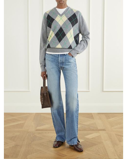 RÙADH Gray The Academy Checked Cashmere Sweater