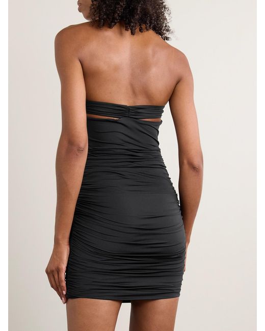 Maygel Coronel Black Taglio Asymmetric Draped Stretch-Jersey Mini Dress