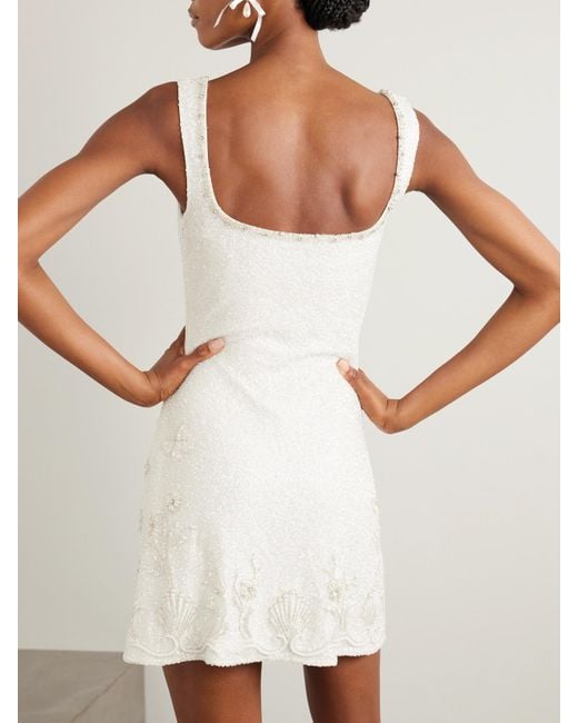 Clio Peppiatt Snowdrop Embellished Beaded Stretch-Tulle Mini Dress in Natural | Lyst Clio Peppiatt Snowdrop Embellished Beaded Stretch-Tulle Mini Dress in Natural | Lyst